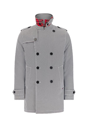 colour_Black/White|Houndstooth Padded Trench Coat