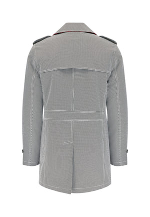colour_Black/White|Houndstooth Padded Trench Coat