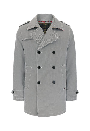 colour_Black/White|Houndstooth Padded Trench Coat