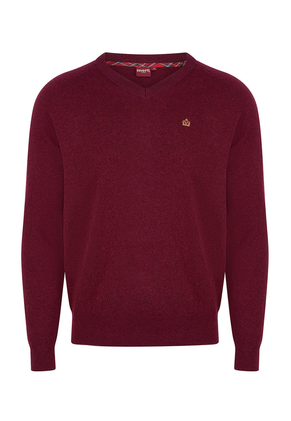 colour_Burgundy|Merc London V-Neck Knitwear Jumper