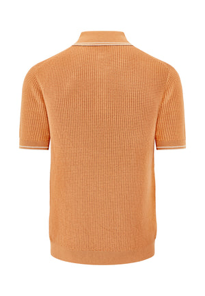 colour_Tan|Waffle Knitted Polo Shirt Back by Merc