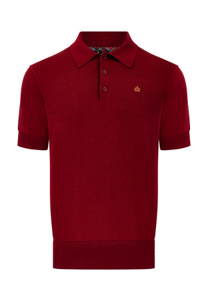 colour_Burgundy|Super Soft Knitted Polo Shirt In Dark Blue by Merc