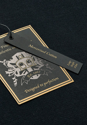 colour_Black|Super Soft Knitted Polo Shirt In Dark Blue by Merc