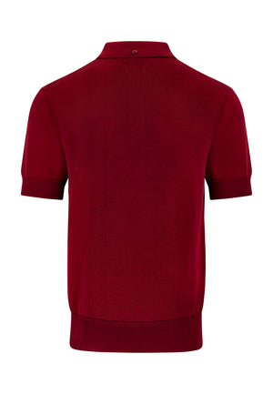 colour_Burgundy|Super Soft Knitted Polo Shirt In Dark Blue by Merc