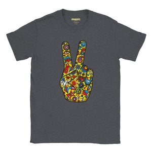 Colour_Dark Heather|Peace Printed T-Shirt Merc x Phigment