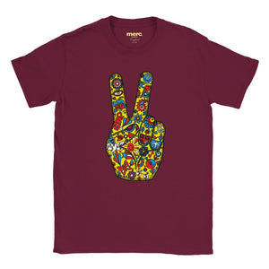 Colour_Maroon|Peace Printed T-Shirt Merc x Phigment