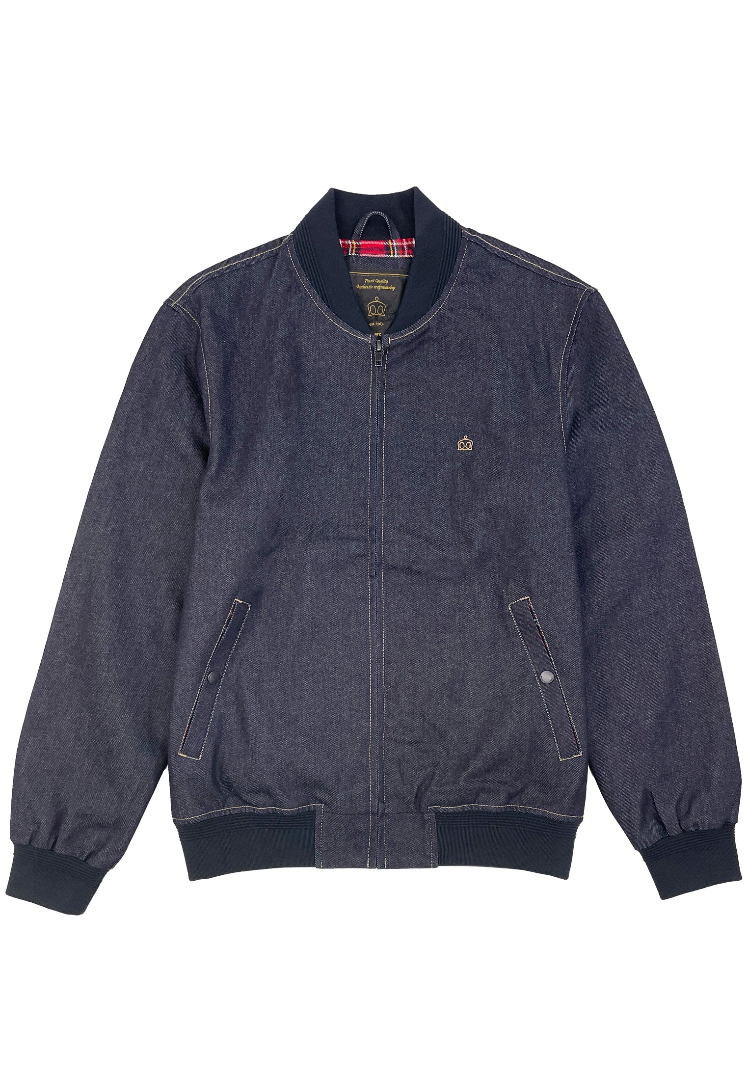 colour_Navy|Denim Bomber Jacket