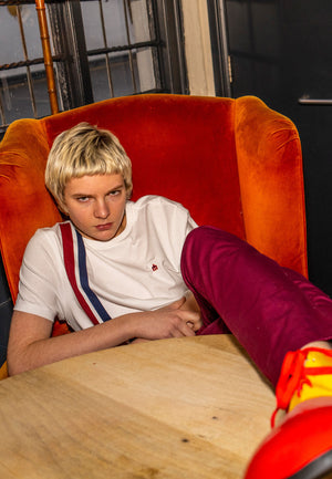 colour_White|Belmont Racer Stripe Men's T-Shirt In White