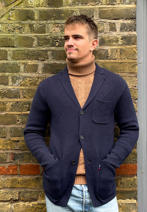 colour_Navy|Knitted Blazer