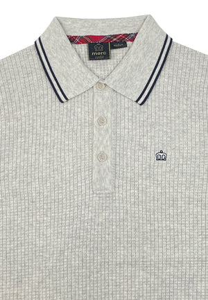 colour_Cream Marl|Waffle Knitted Polo Shirt Front by Merc