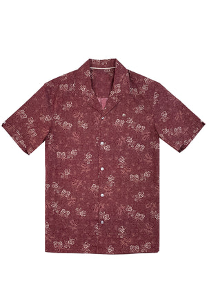 colour_Burgundy|Foliage Print Shirt