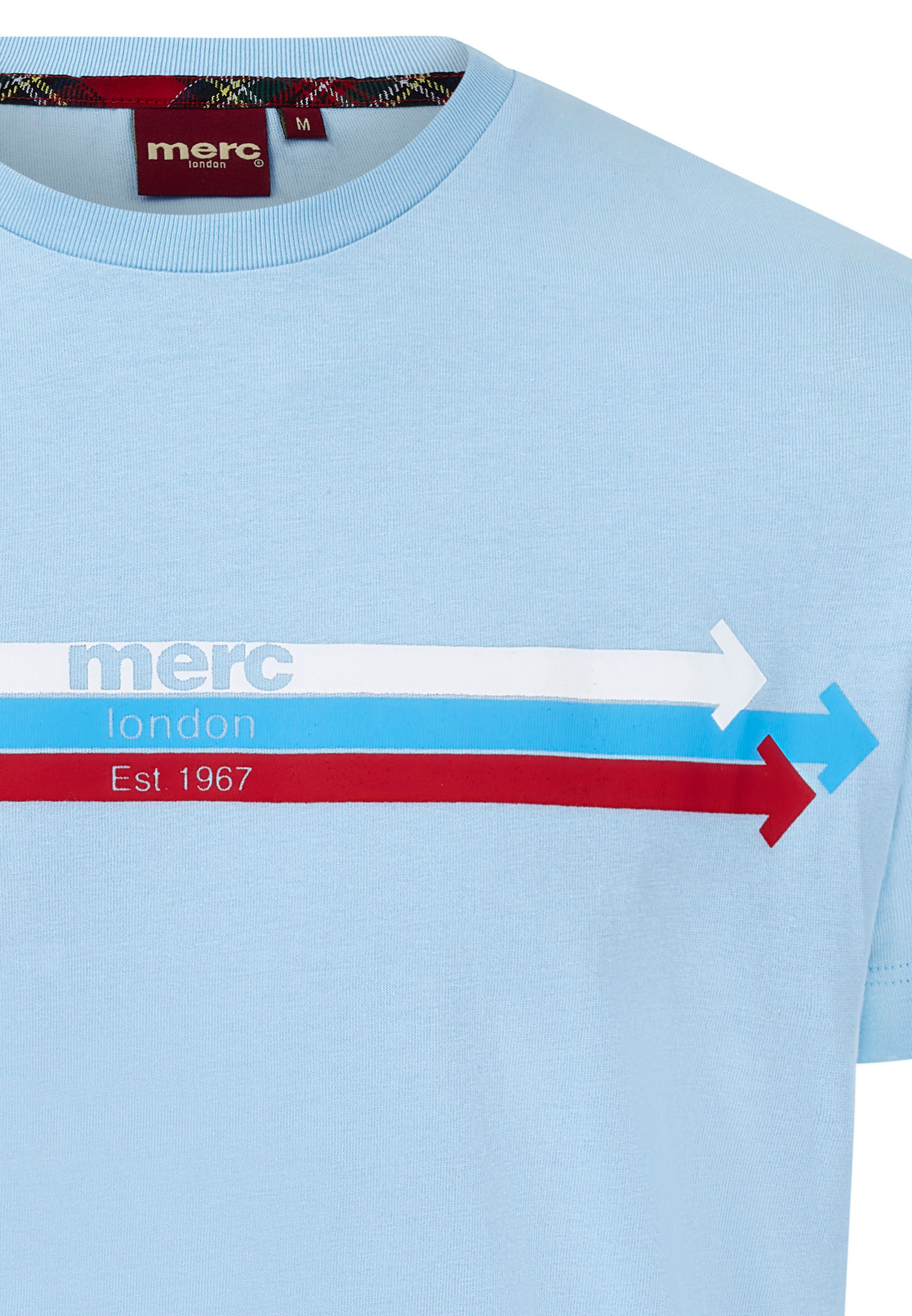 Right Arrows Print Merc London T-Shirt in Baby Blue