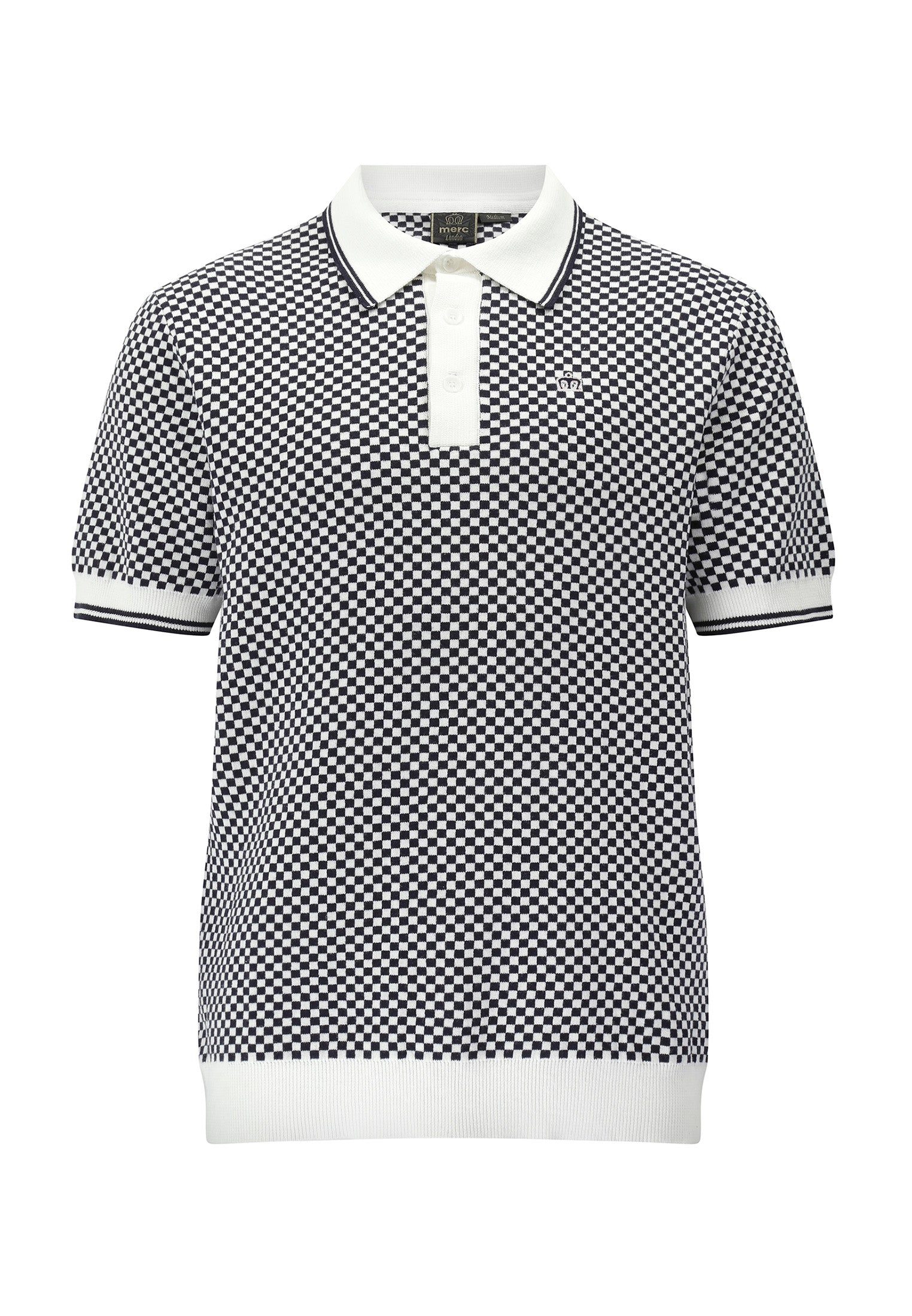 colour_Vanilla|Check Knitted Polo Shirt by Merc