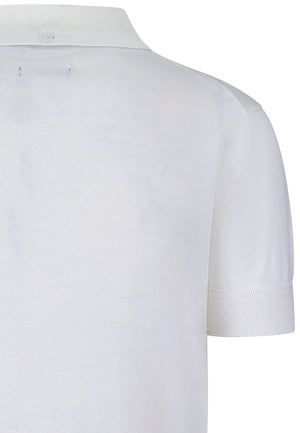 colour_Off White|Super Soft Knitted Polo Shirt In White by Merc