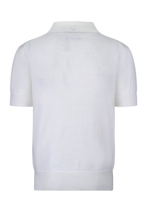 colour_Off White|Super Soft Knitted Polo Shirt In White by Merc