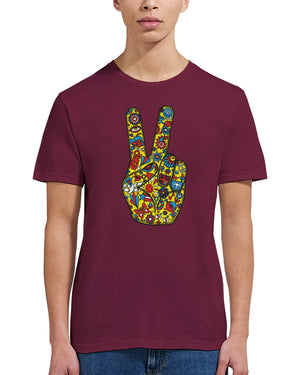 Colour_Maroon|Peace Printed T-Shirt Merc x Phigment