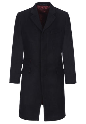 colour_Black|WALESBY Tailored wool overcoat - Merc London