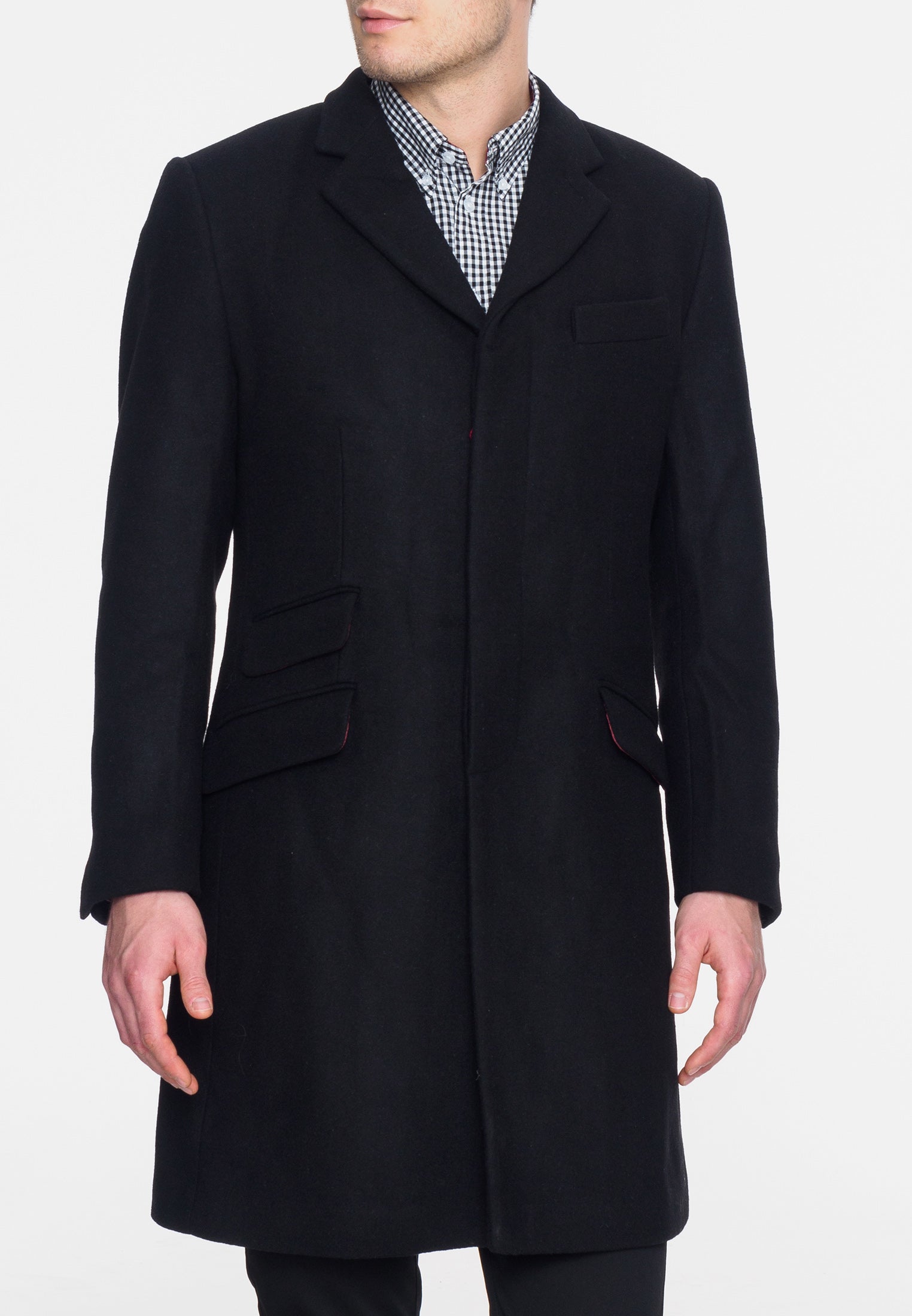 colour_Black|WALESBY Tailored wool overcoat - Merc London