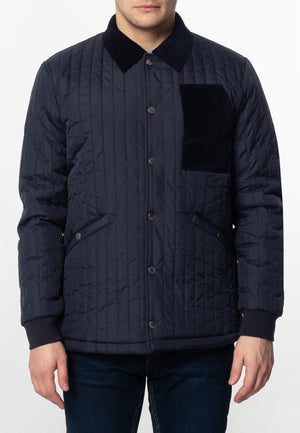 colour_Navy|Charter Quilted Jacket - Merc London