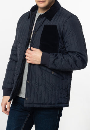 colour_Navy|Charter Quilted Jacket - Merc London