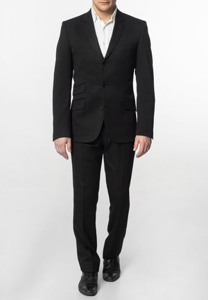 colour_Black|Plain Black Suit Trouser - Merc London