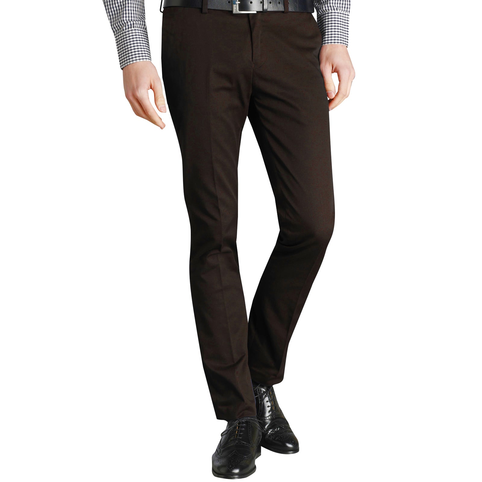 colour_Dark Brown|Winston Sta Press Trousers - Merc London