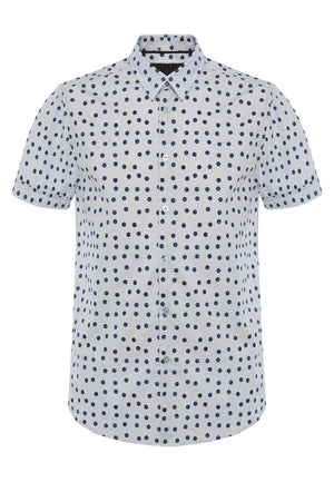 colour_Boy Blue|Shelley Spot Printed Short Sleeve Shirt - Merc London
