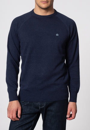 colour_Navy Marl|Berty Cashmere Blend Jumper - Merc London