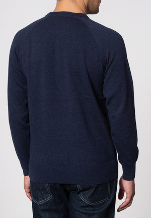 colour_Navy Marl|Berty Cashmere Blend Jumper - Merc London