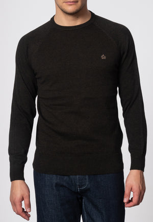 colour_Marl Khaki|Berty Cashmere Blend Jumper - Merc London