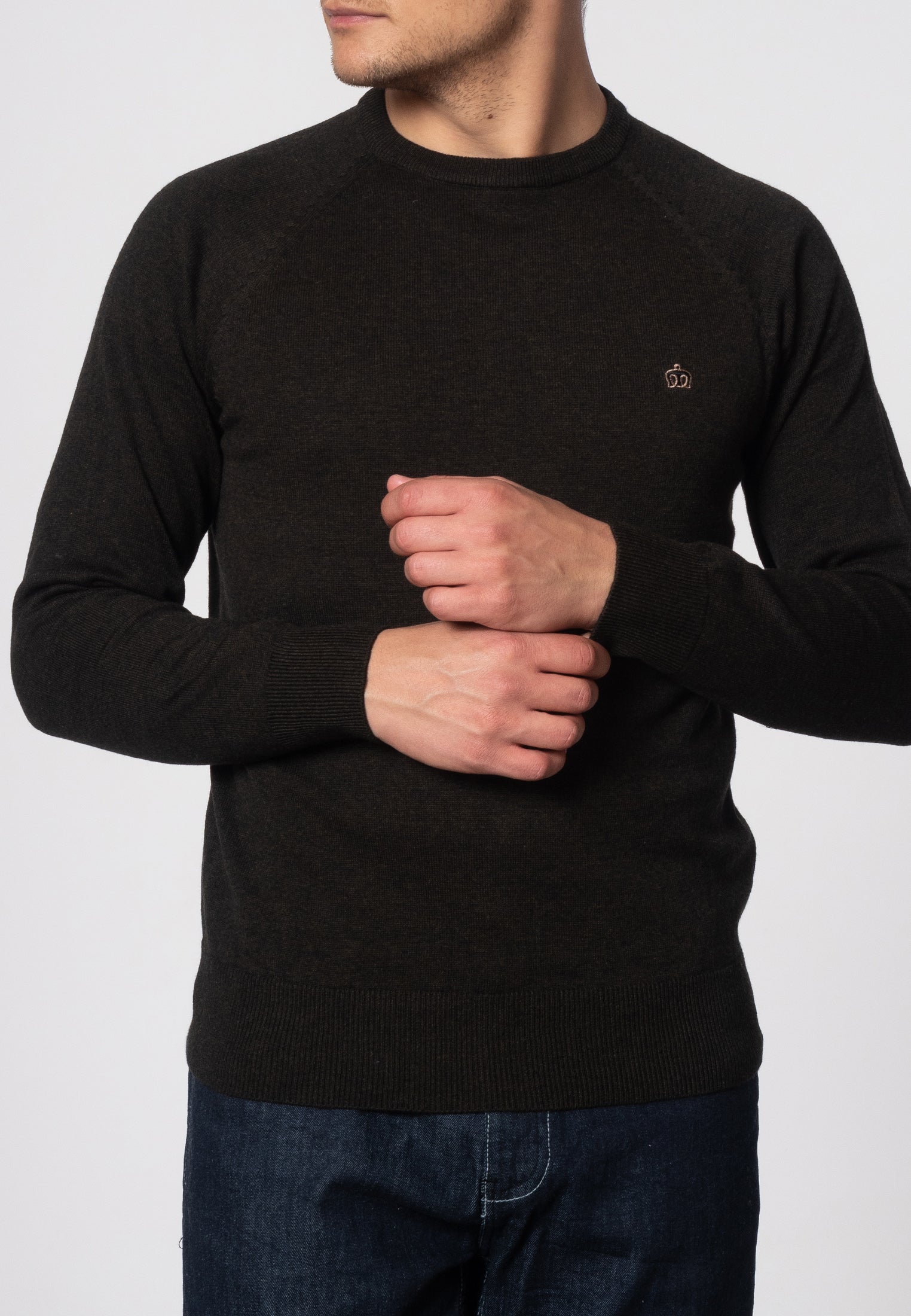 colour_Marl Khaki|Berty Cashmere Blend Jumper - Merc London