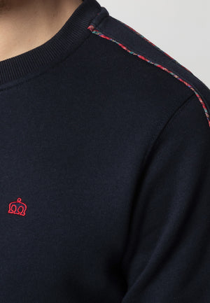 colour_Navy|Norbury Tartan Piping Sweatshirt  - Merc London