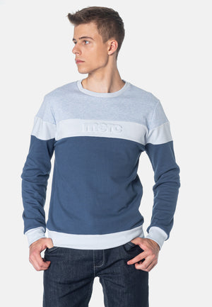 colour_Vintage Blue|Rutland Colour Block Sweatshirt - Merc London
