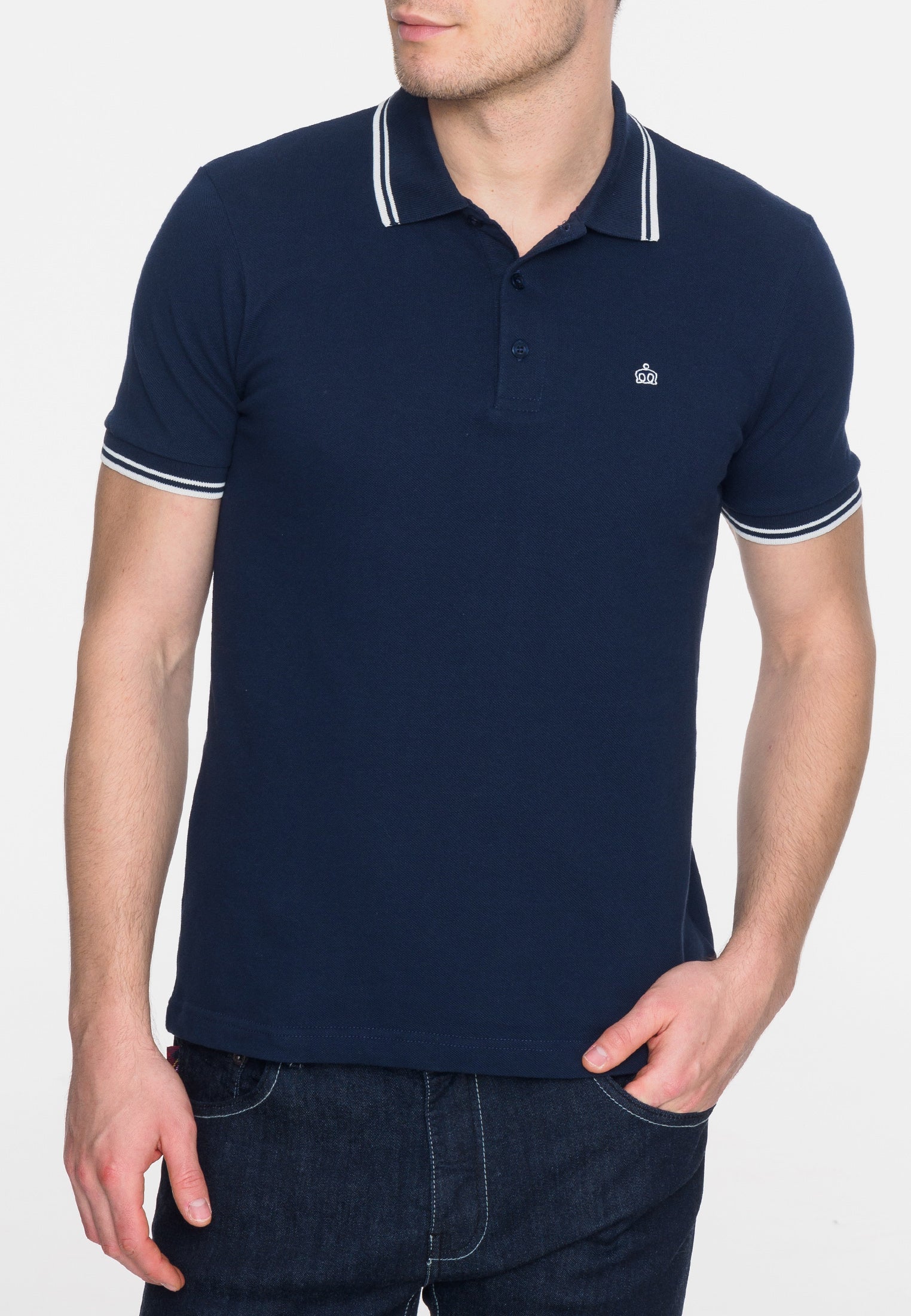 colour_Navy|Card Polo Shirt - Merc London