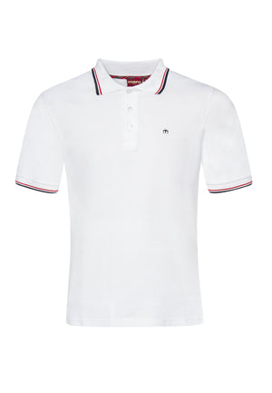 colour_White & Blood Red|Card Polo Shirt - Merc London