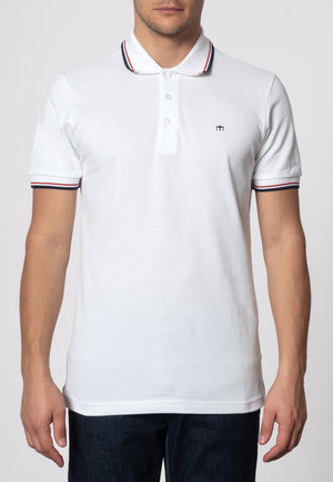 colour_White & Blood Red|Card Polo Shirt - Merc London
