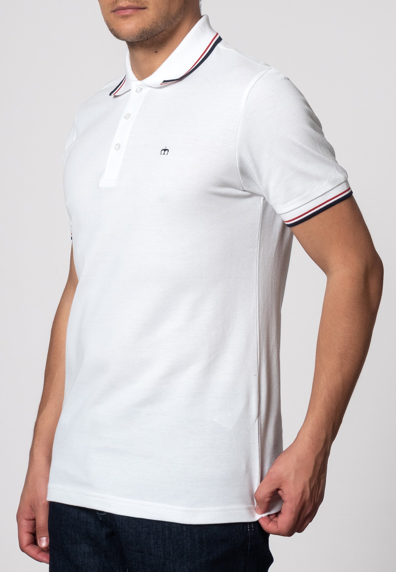 colour_White & Blood Red|Card Polo Shirt - Merc London