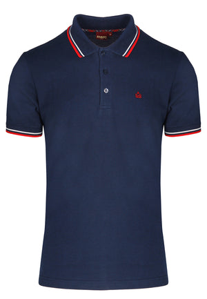 colour_Navy & Blood Red|Card Polo Shirt - Merc London