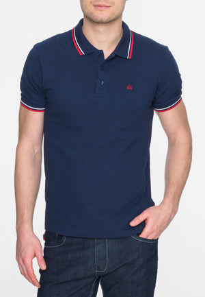 colour_Navy & Blood Red|Card Polo Shirt - Merc London