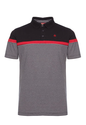 colour_Black|Clarence Stripes Polo Shirt - Merc London