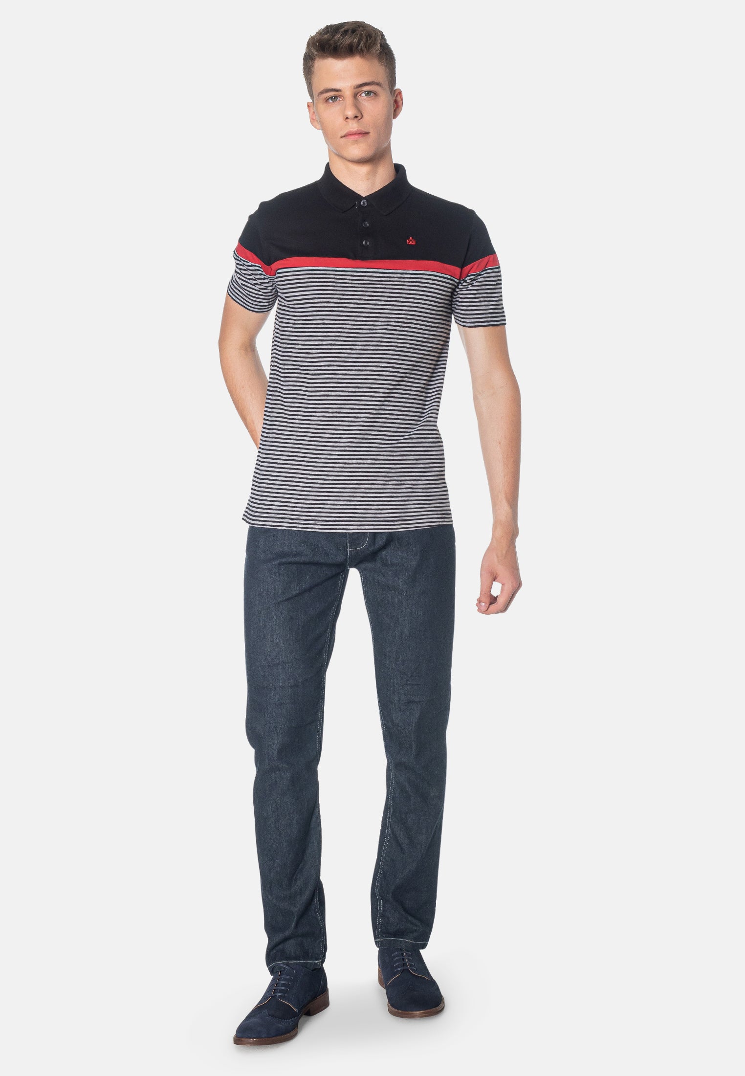 colour_Black|Clarence Stripes Polo Shirt - Merc London