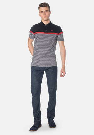 colour_Black|Clarence Stripes Polo Shirt - Merc London