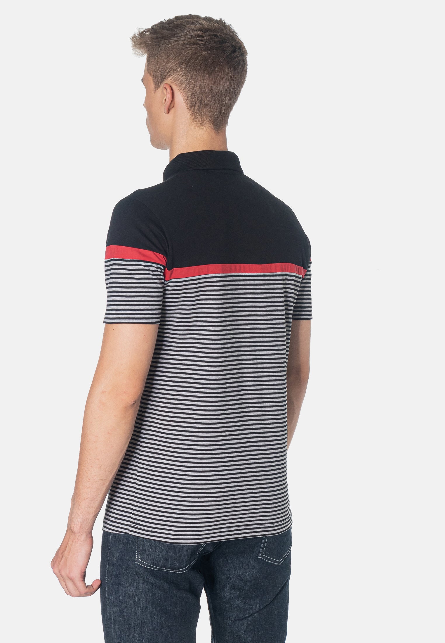 colour_Black|Clarence Stripes Polo Shirt - Merc London
