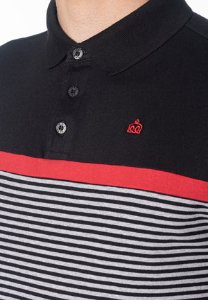 colour_Black|Clarence Stripes Polo Shirt - Merc London