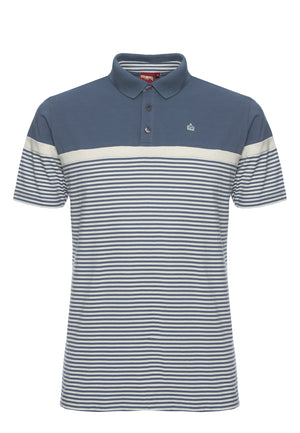 colour_Slate Blue|Clarence Stripes Polo Shirt - Merc London