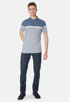 colour_Slate Blue|Clarence Stripes Polo Shirt - Merc London
