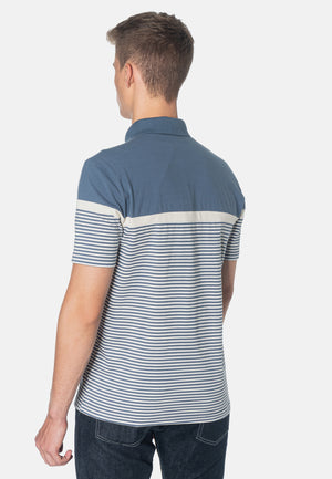 colour_Slate Blue|Clarence Stripes Polo Shirt - Merc London