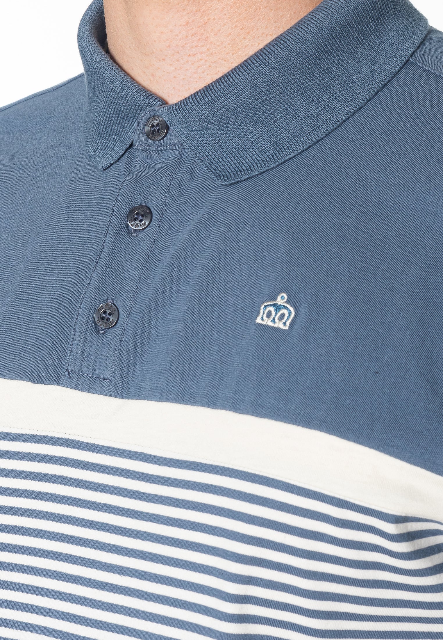 colour_Slate Blue|Clarence Stripes Polo Shirt - Merc London