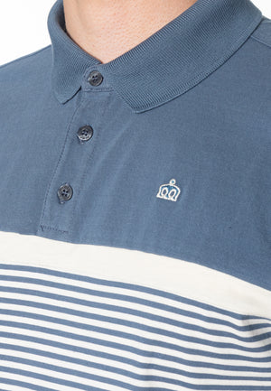 colour_Slate Blue|Clarence Stripes Polo Shirt - Merc London