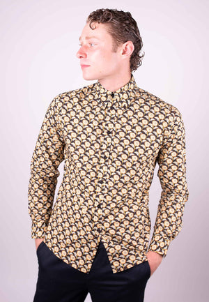 colour_Black|Liberty Fabric Floral Print Shirt Broadwick Black Front